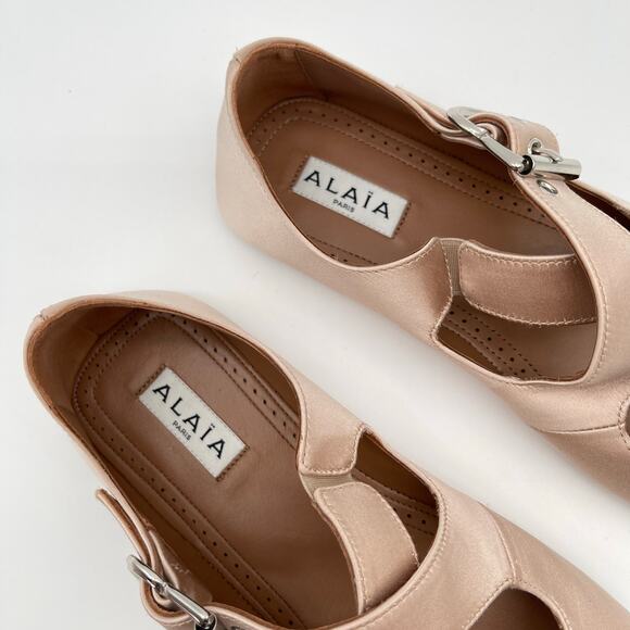 ALAIA | Criss Cross Satin Ballet Flat in Nude Baby Pink w/ Box 36 - Picture 5 of 16